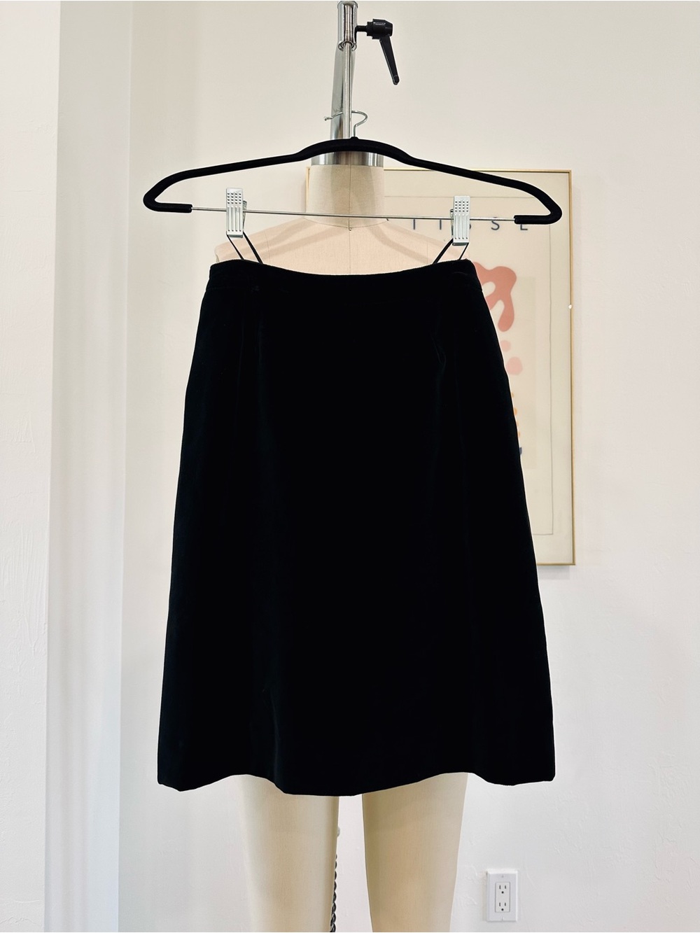Vintage Black Velvet A-Line Skirt